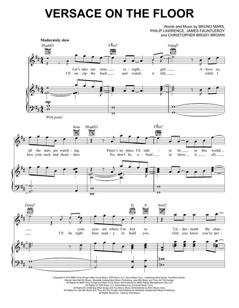 versace on the floor chords in a